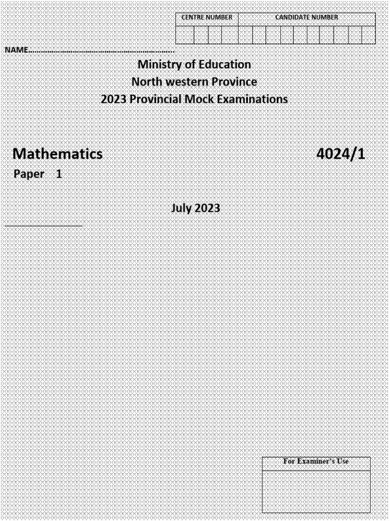 G12 Mathematics Paper 1 Mock 2023 | PDF | Mathematics | Arithmetic