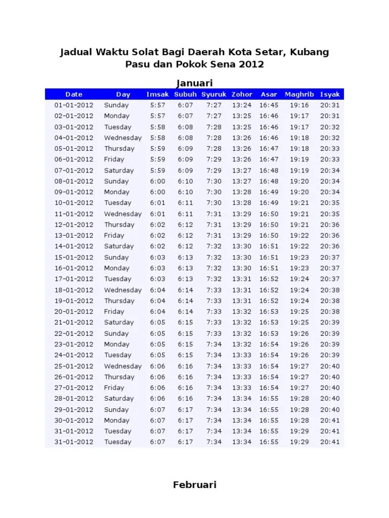 Daerah negeri kedah dan sama waktu dengannya. Jadual Waktu Solat Kubang Pasu Dan Kota Setar 2012 Pdf