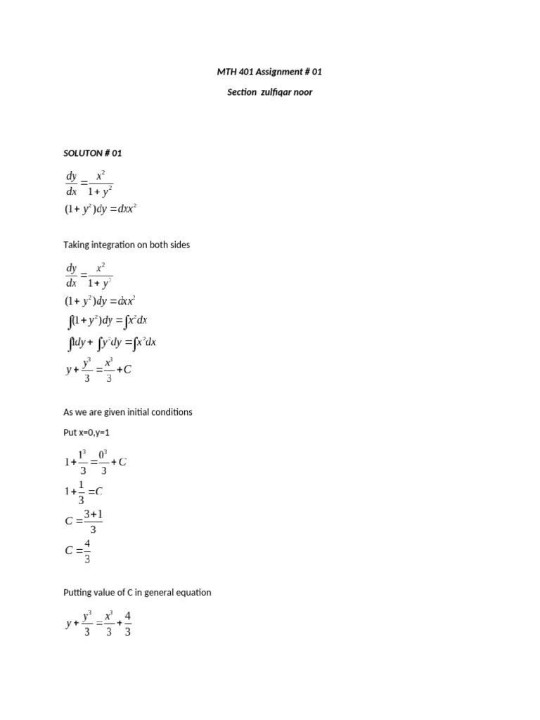 Mth 401 Assignment 1 Pdf