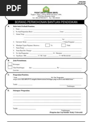 Adakah anda ingin membuat permohonan bantuan zakat daripada majlis . Borang Bantuan Pendidikan Pdf