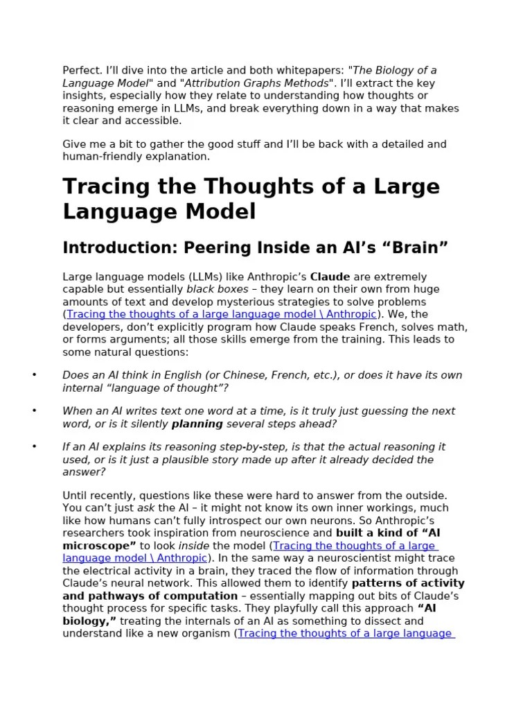 Tracing The Thoughts Of A Large Language Model | PDF | Artificial ...