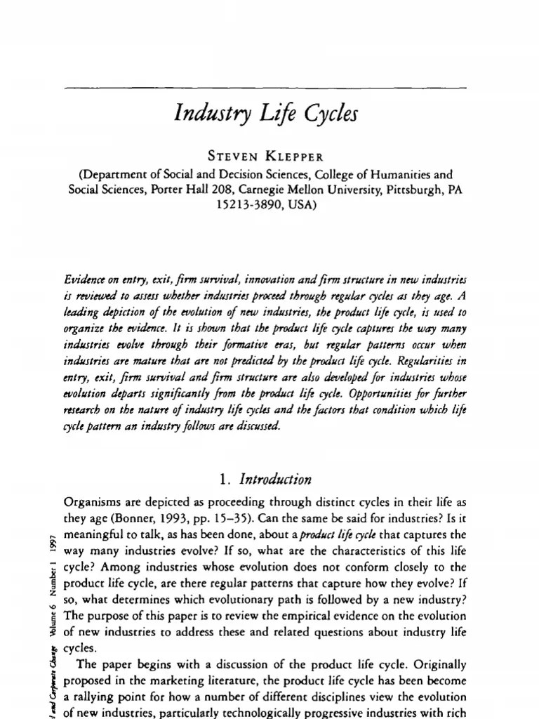 Industry Life Cycle | PDF | Innovation | Research And Development