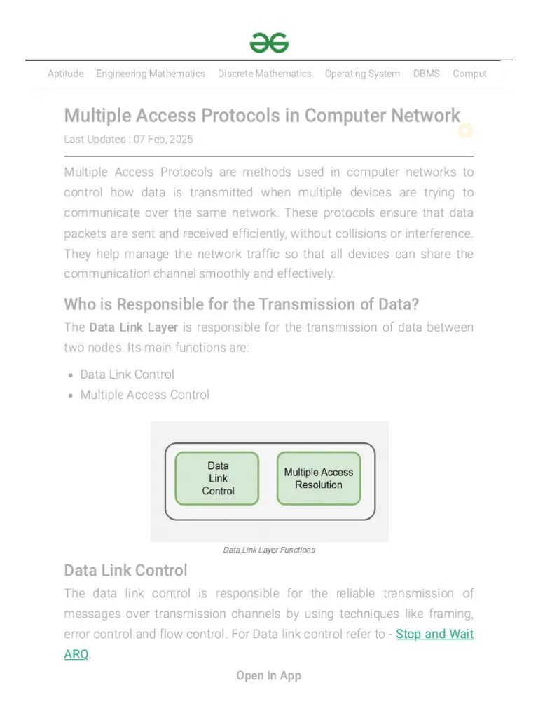 Multiple Access Protocols In Computer Network - GeeksforGeeks | PDF ...