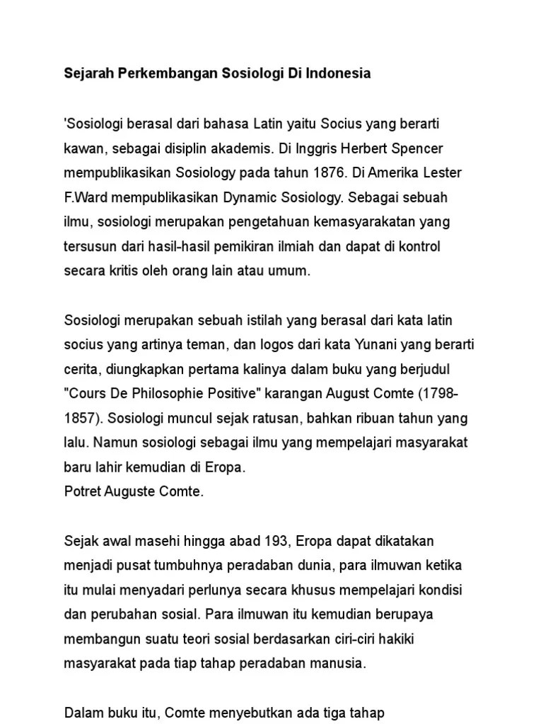 Sejarah An Sosiologi Di Indonesia