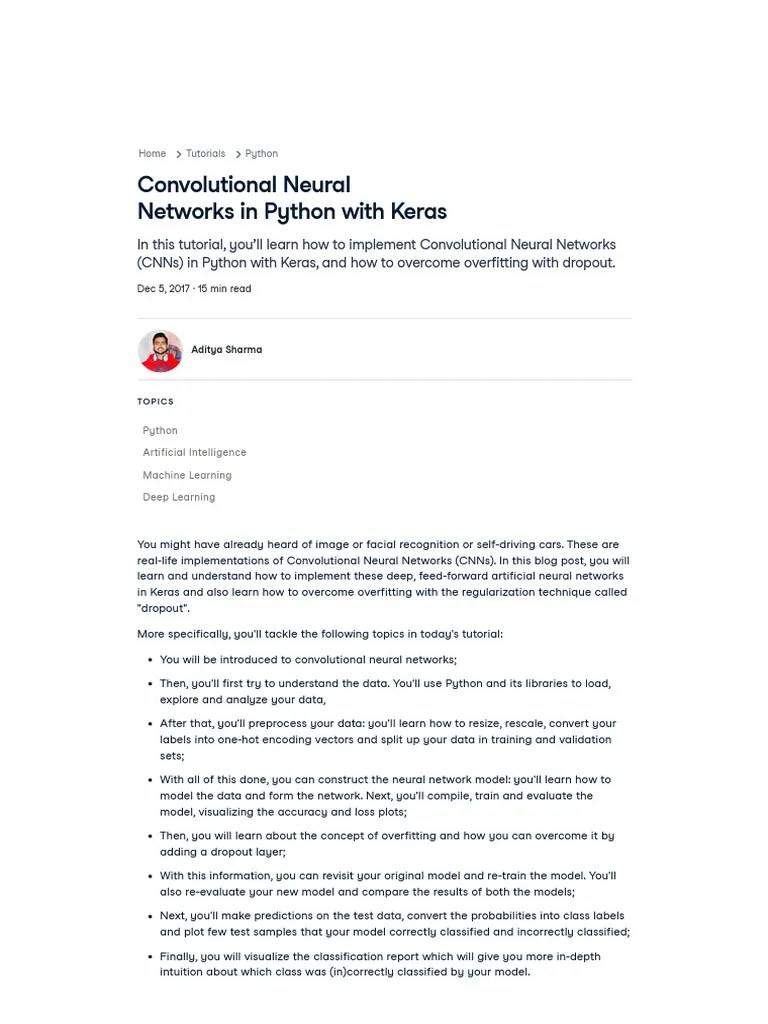 Convolutional Neural Networks In Python _ DataCamp | PDF | Deep ...