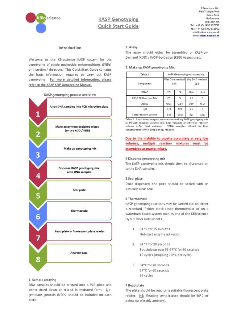 KASP Genotyping Quick Start Guide: 2. Assay | PDF | Polymerase Chain ...