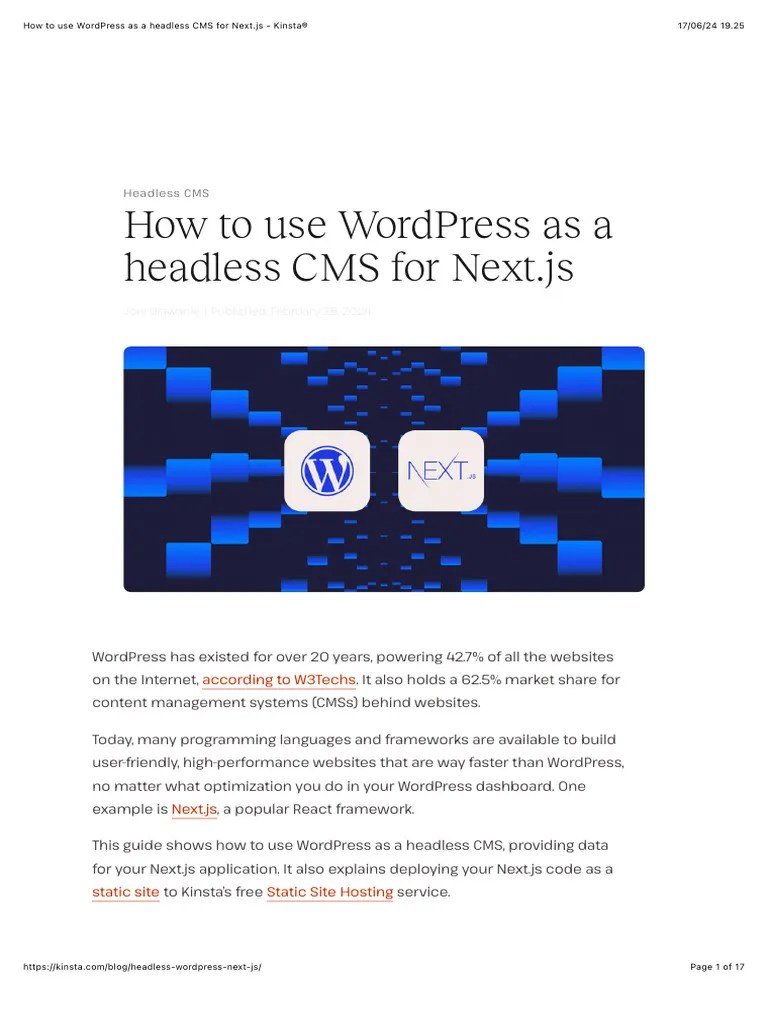 How To Use WordPress As A Headless CMS For Next - Js - Kinsta® | PDF | Word Press | Ajax ...