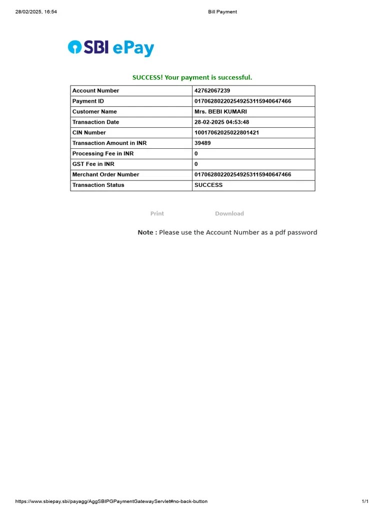 Bill Payment Pdf