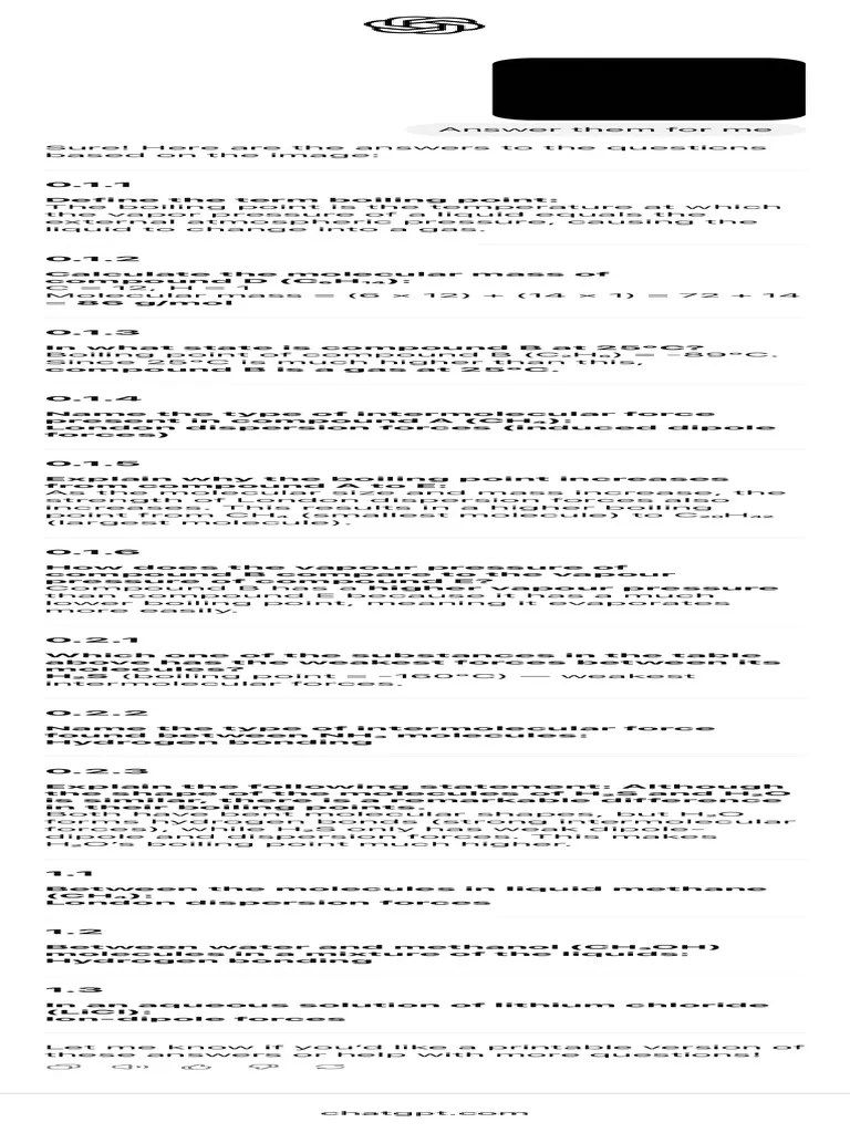 Intermolecular Forces And Boiling Points | PDF