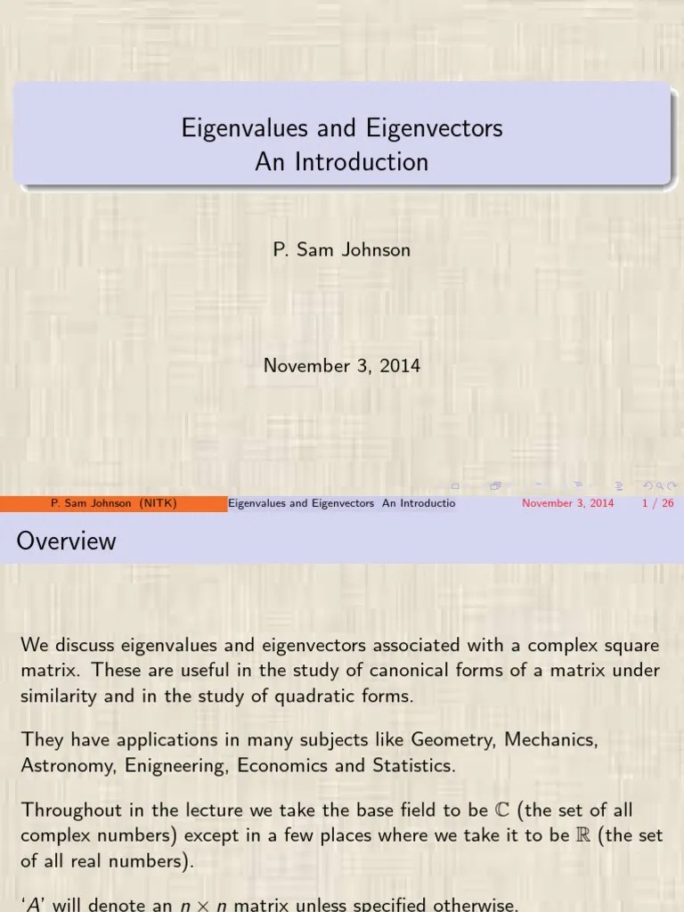 Introduction Of Eigenvalues And Eigenvectors | PDF | Eigenvalues And ...