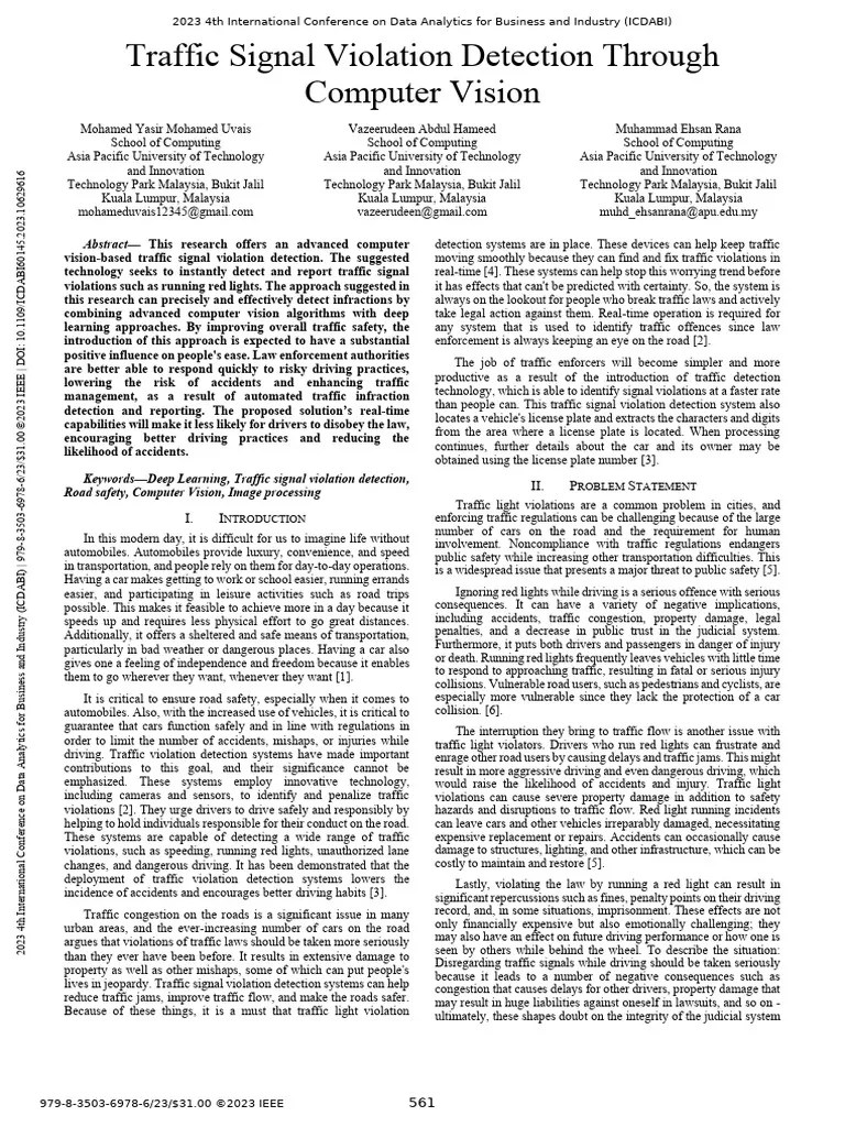 Traffic_Signal_Violation_Detection_Through_Computer_Vision | PDF | Traffic Collision | Traffic