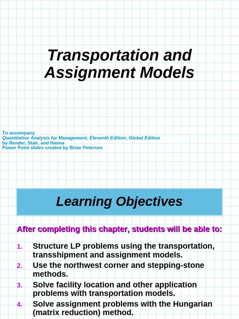 Transportation & Assignment Models | PDF | Transport | Applied Mathematics