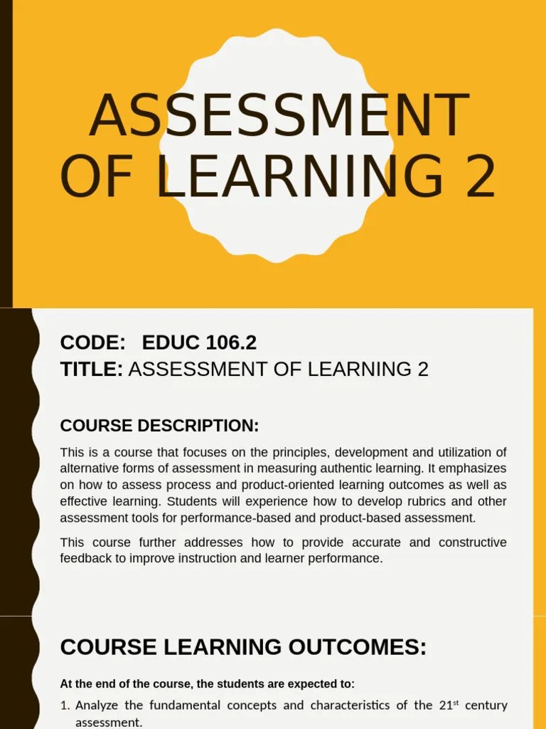 Assessment Of Learning 2 | PDF