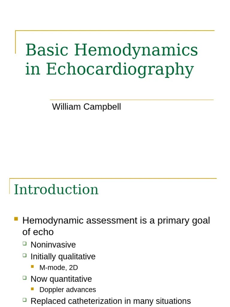 Hemodynamics In Echocardiography | PDF | Hemodynamics | Cardiovascular System