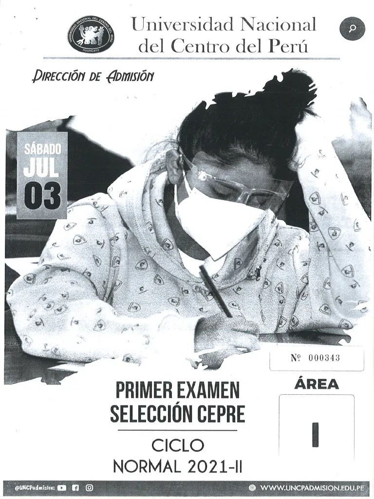 Examen Cepre UNCP 2021 Área I Ciclo Normal TODOS LOS CURSOS | PDF