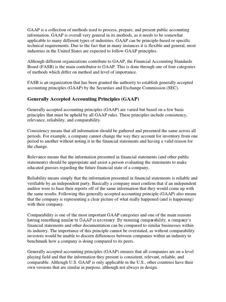 Generally Accepted Accounting Principles (GAAP) | PDF | Generally ...