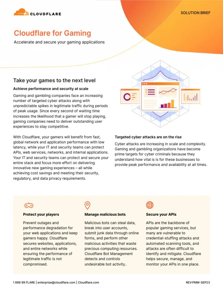 Cloudflare For Gaming Brief PDF Security Computer Security 1