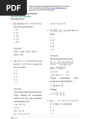 Latihan soal dan pembahasan matematika sma kelas x. Latihan Soal Dan Pembahasan Mid Semester Matematika