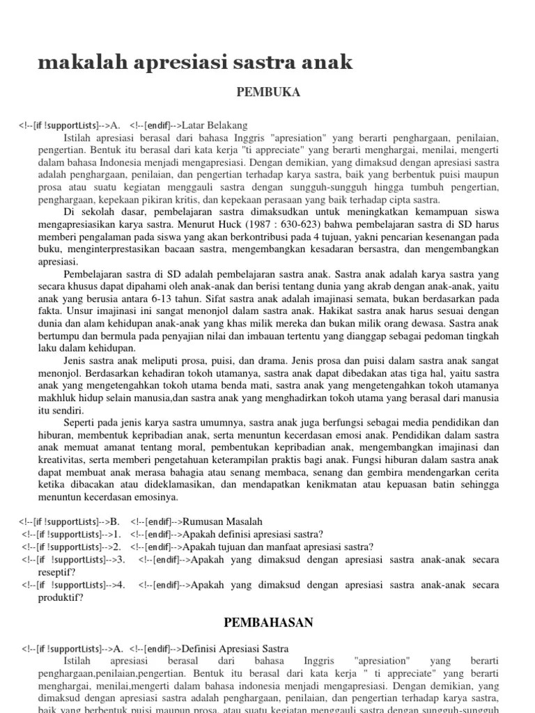 Apresiasi Sastra Indonesia Dan Pembelajarannya Pt Remaja Rosdakarya 
