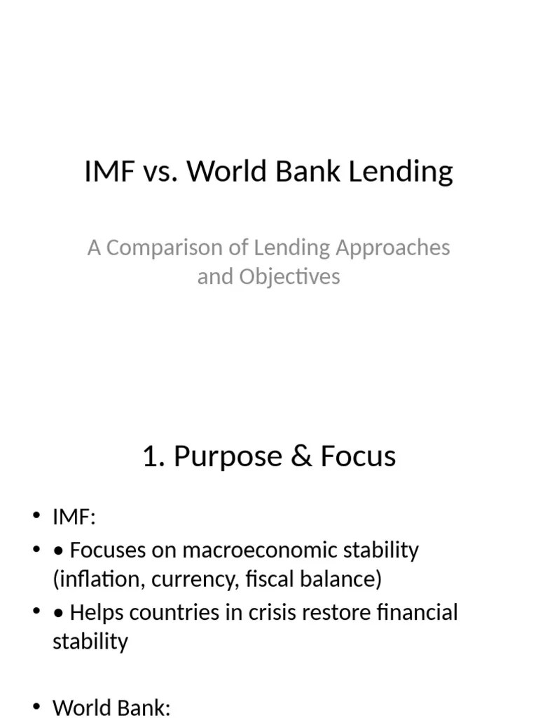 IMF Vs WorldBank Lending | PDF