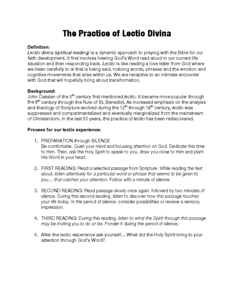 The Practice Of Lectio Divina | PDF