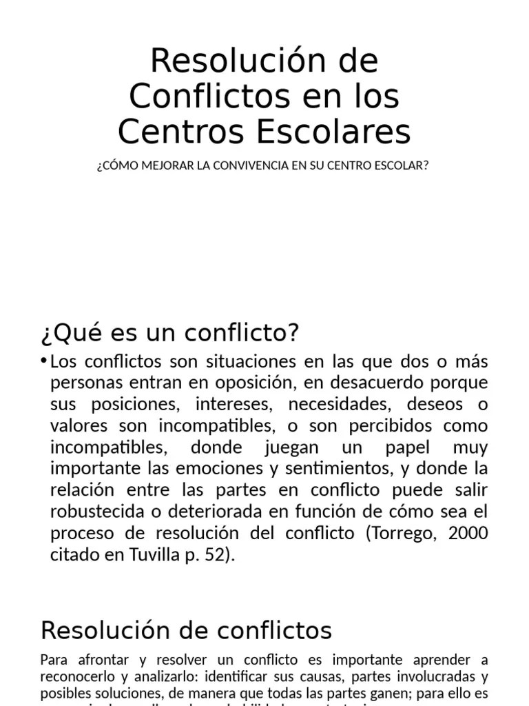 Resolución De Conflictos En Los Centros Escolares | PDF | Conflicto (proceso) | Aprendizaje