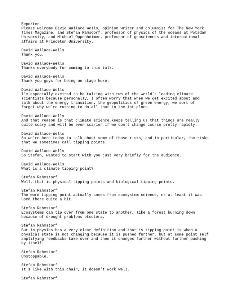 Michael Oppenheimer And Stefan Rahmstorf - How Close Is Climate To A Tipping Point | PDF ...