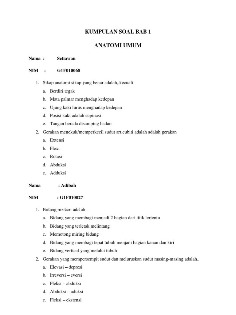 Kumpulan Soal Anatomi Umum | PDF