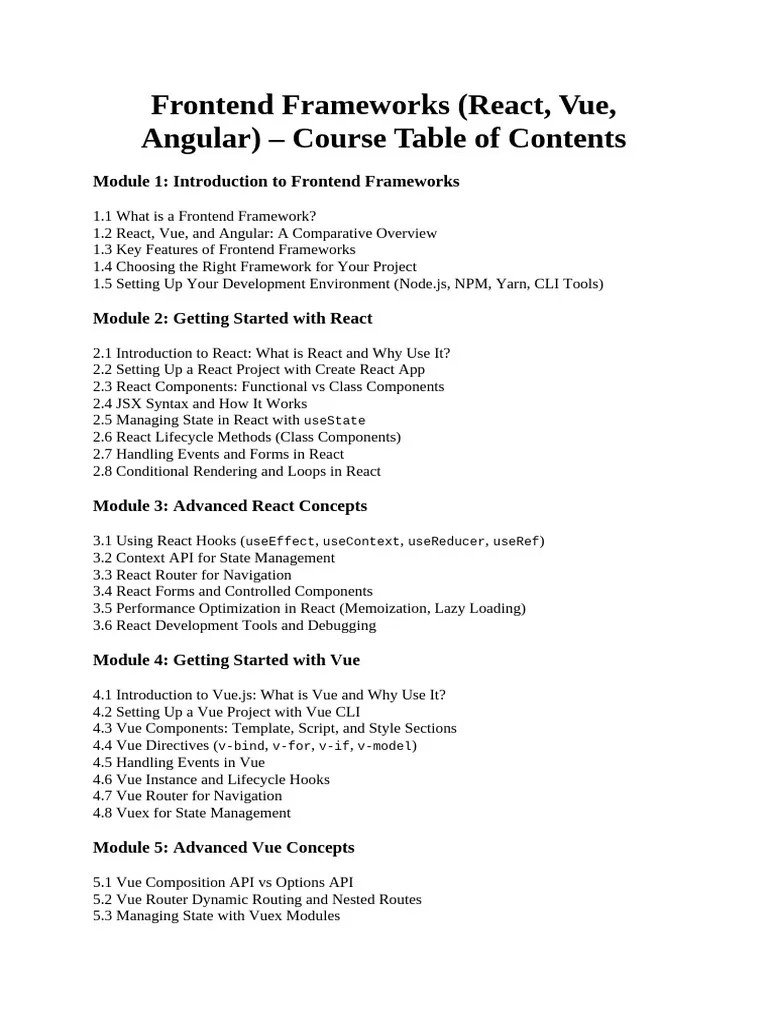 Frontend Frameworks (React, Vue, Angular) | PDF | Computing | Software ...