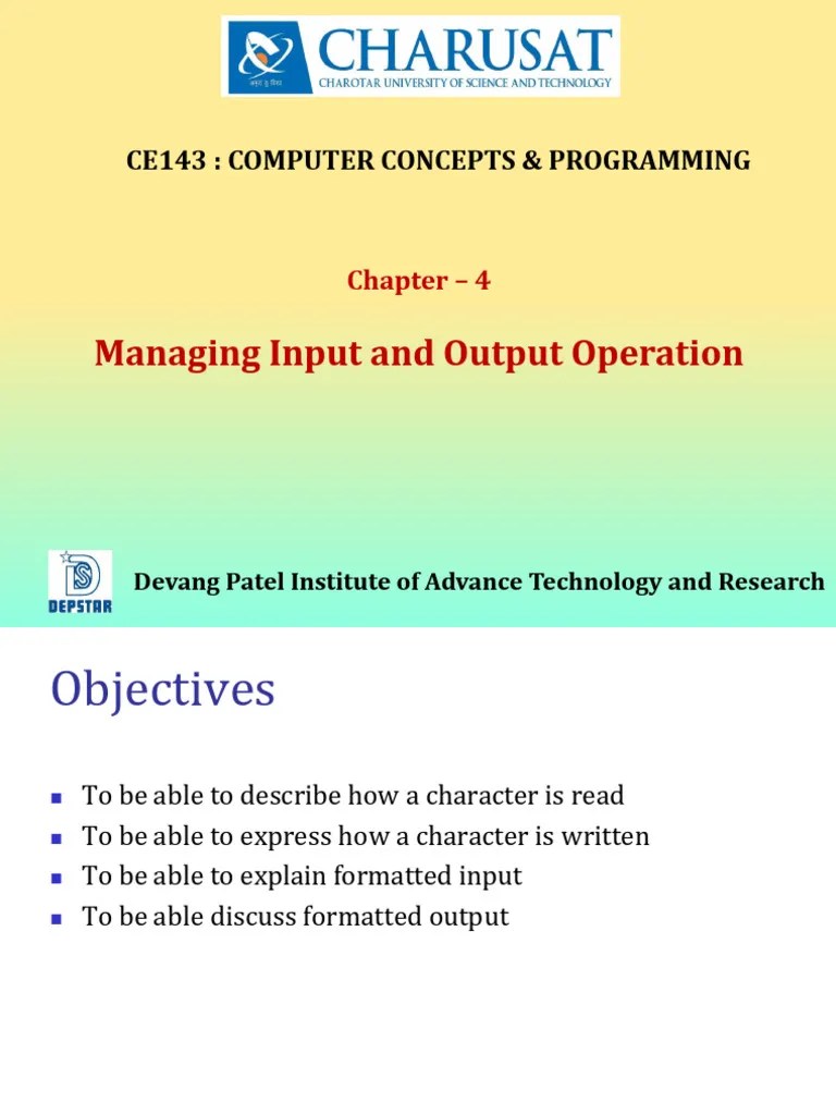 Chapter - 4 Managing Input Output Operations | PDF | Computer Standards ...