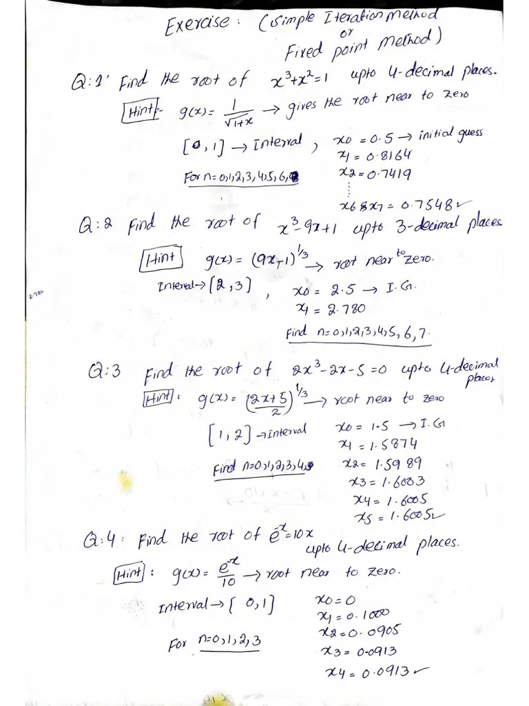 Fixed Point Method Exercise With Hint | PDF