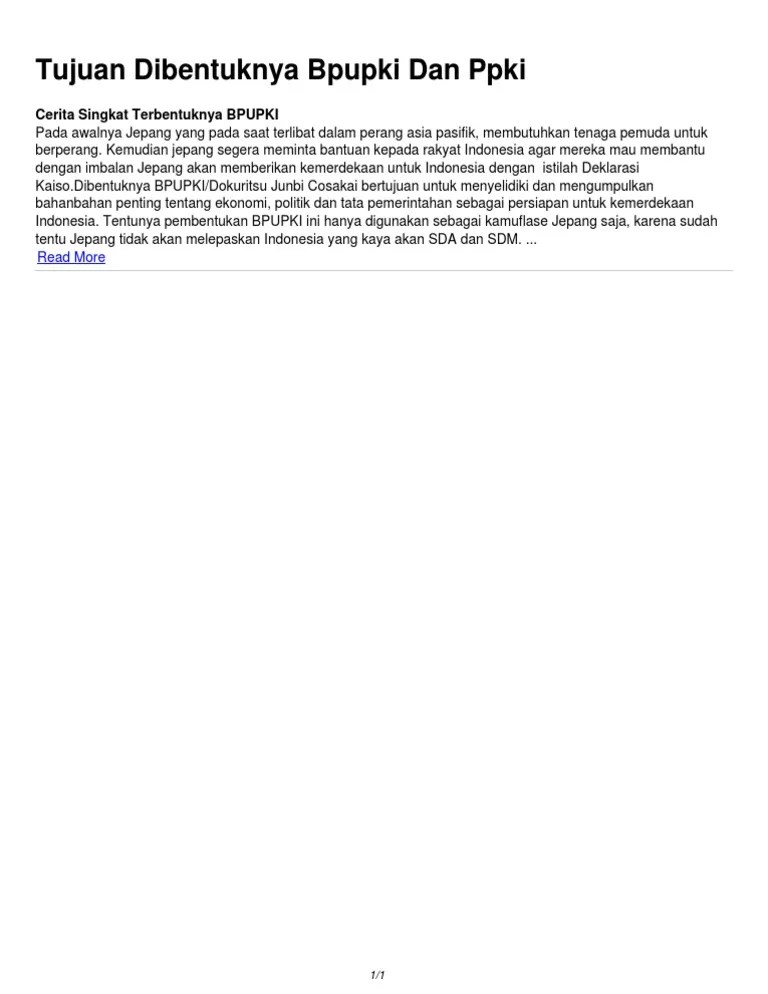 Tujuan Dibentuknya Bpupki Dan Ppki