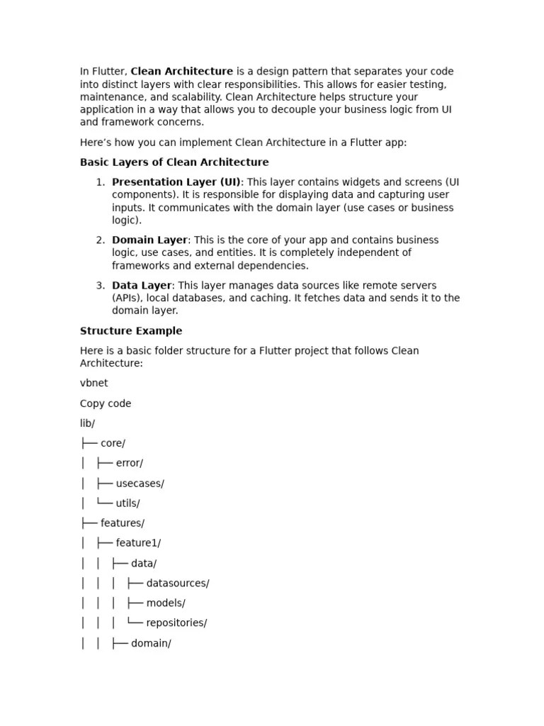 Flutter, Clean Architecture | PDF | Computer Science | Systems Engineering