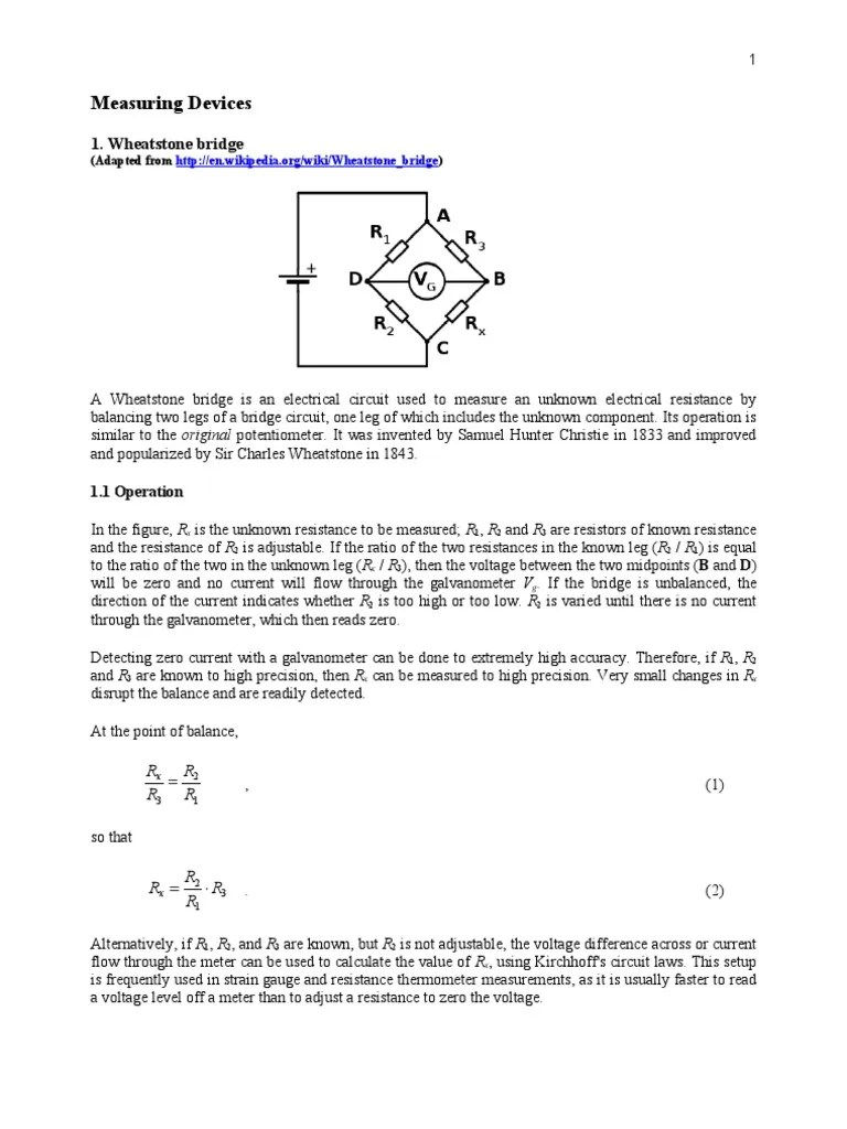 Measuring Devices 1 Wheatstone Bridge
