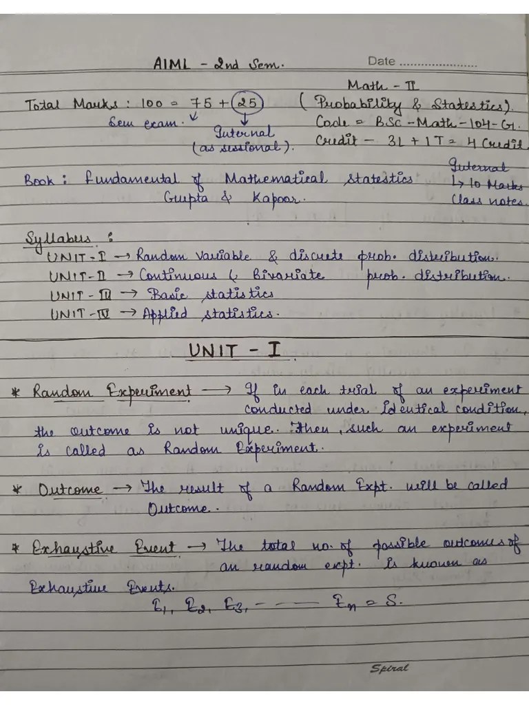 Mathematics, Probability Notes | PDF