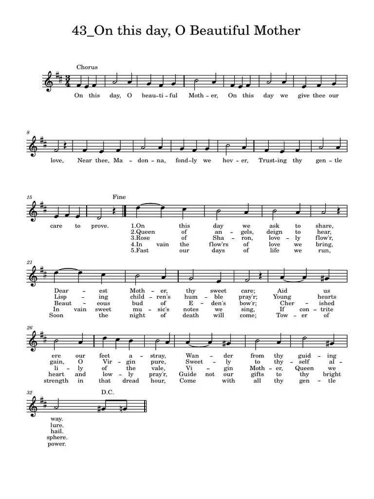 On This Day, O Beautiful Mother (Vocal) | PDF