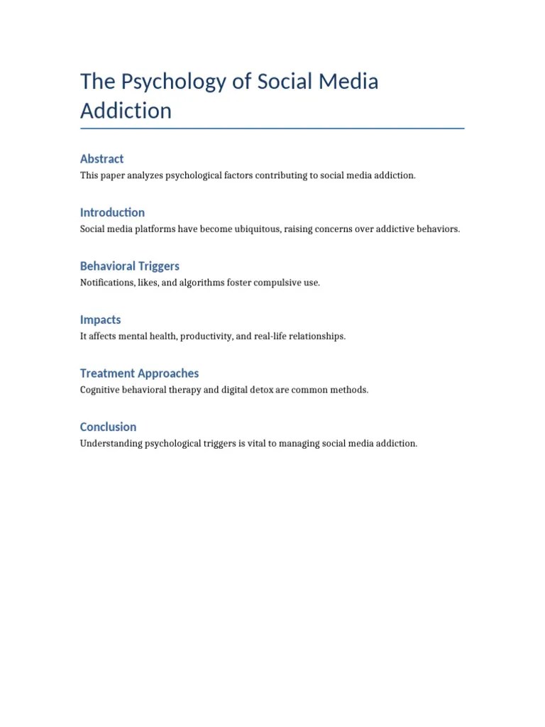 The Psychology Of Social Media Addiction Pdf