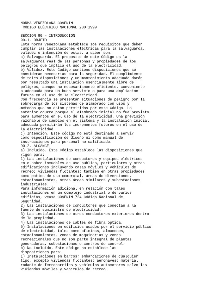 Introducción Del Codigo Electrico Nacional De Venezuela Pdf