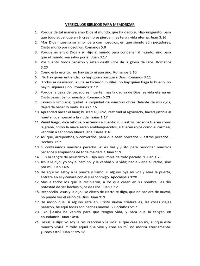 Versiculos Biblicos Para Memorizar | PDF | Pecado | Cristo (título)