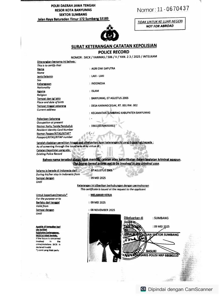 SKCK, Surat Keterangan Catatan Kepolisian | PDF