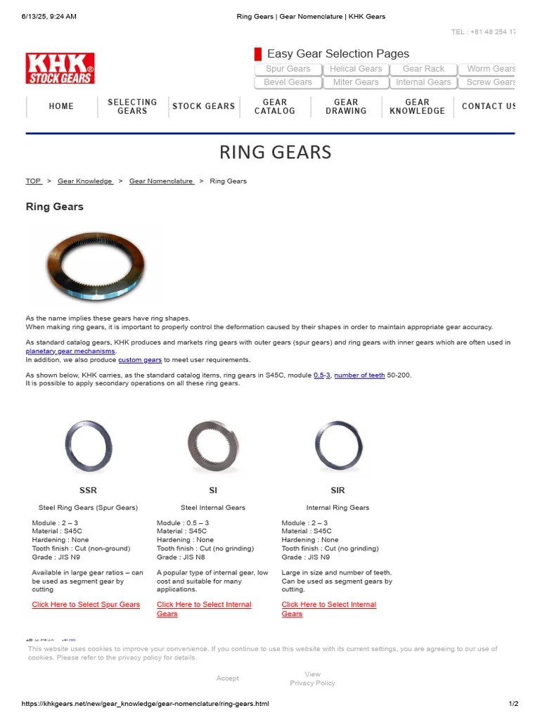 Ring Gears - Gear Nomenclature - KHK Gears | PDF | Gear | Equipment