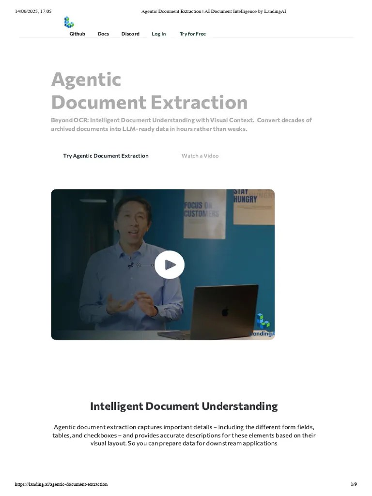 Agentic Document Extraction - AI Document Intelligence By LandingAI | PDF | Artificial ...