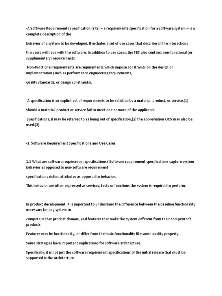 A Software Requirements Specification | PDF | Specification (Technical Standard) | Use Case