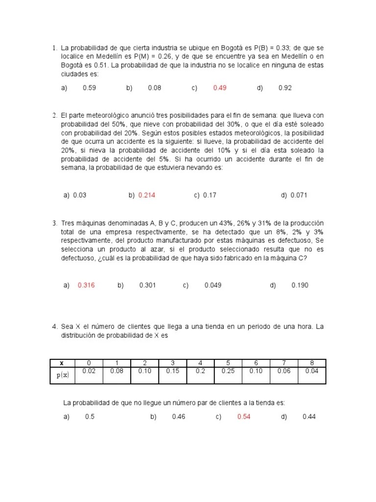 Ejercicios De Probabilidad | PDF | Probabilidad | Enseñanza De Matemática