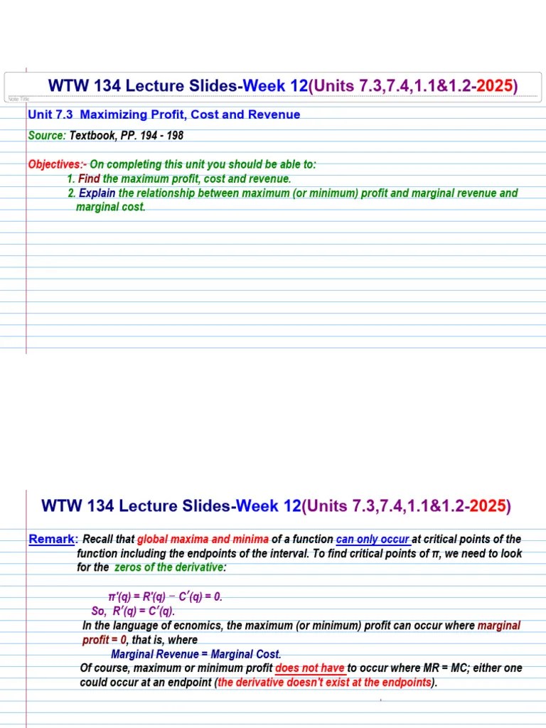 WTW 134 Lecture Slides-Week 12 (2025) | PDF | Matrix (Mathematics ...