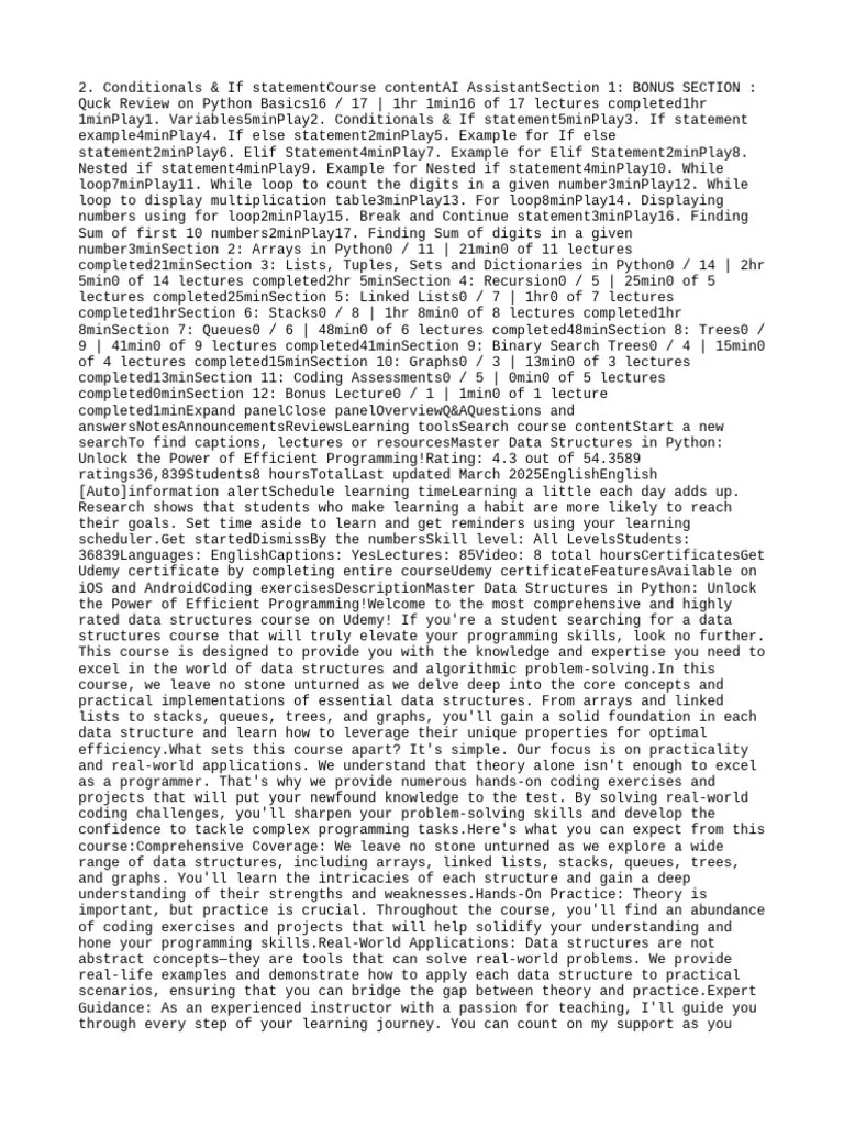 Course - 2025 Data Structures Using Python | PDF | Computer Programming ...