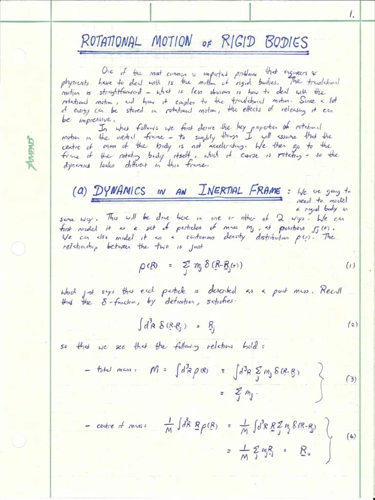 Rotational Motion Of Rigid Bodies | PDF