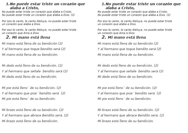 Canto Animacion No Puede Estar Triste Un Corazón Que Alaba A Cristo Pdf
