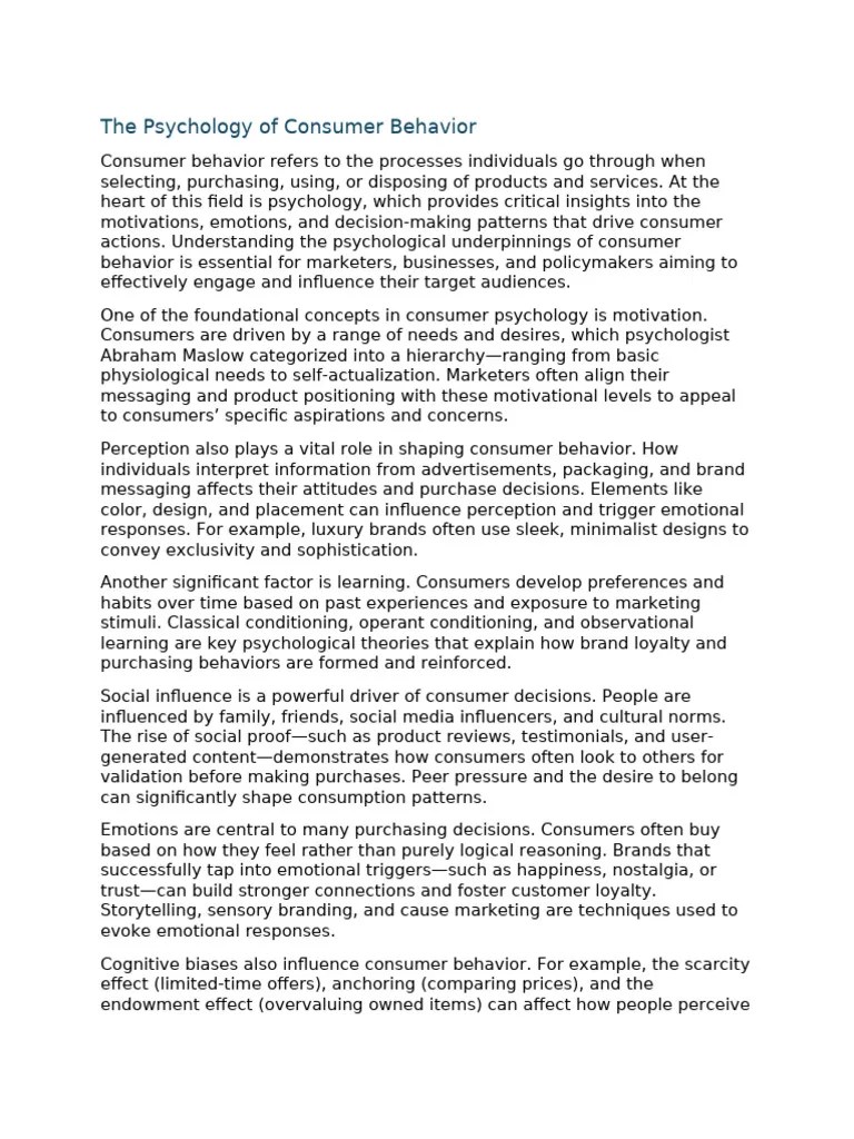 Consumer Behavior Psychology | PDF | Consumer Behaviour | Emotions