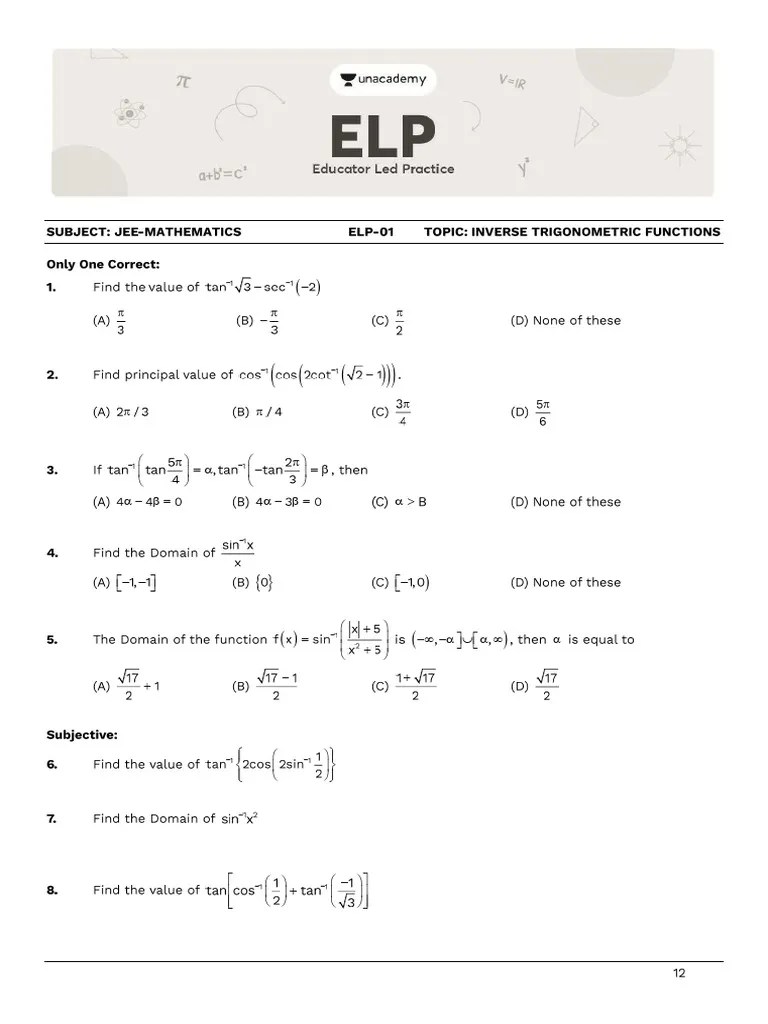 Inverse Trigonometric Functions | PDF